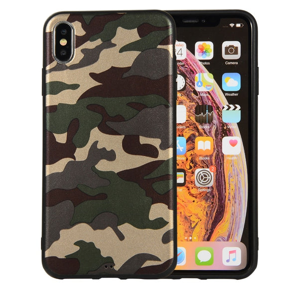 For iPhone XS Army Green Camouflage Soft TPU Silicone Case for iPhone
